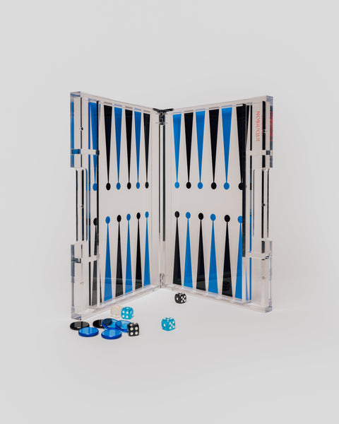 Portable Backgammon Light Blue / Black