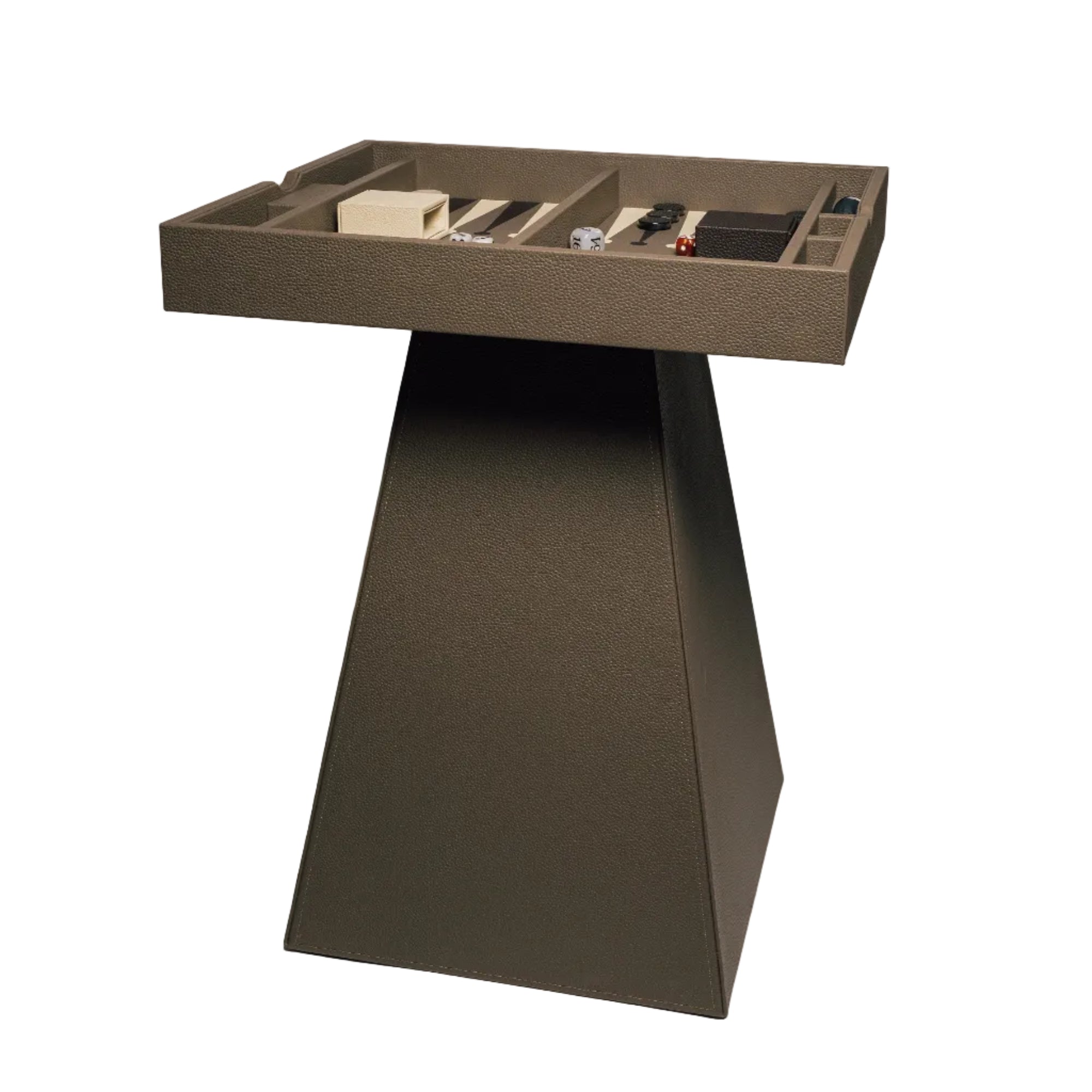Leather Game Table Taupe
