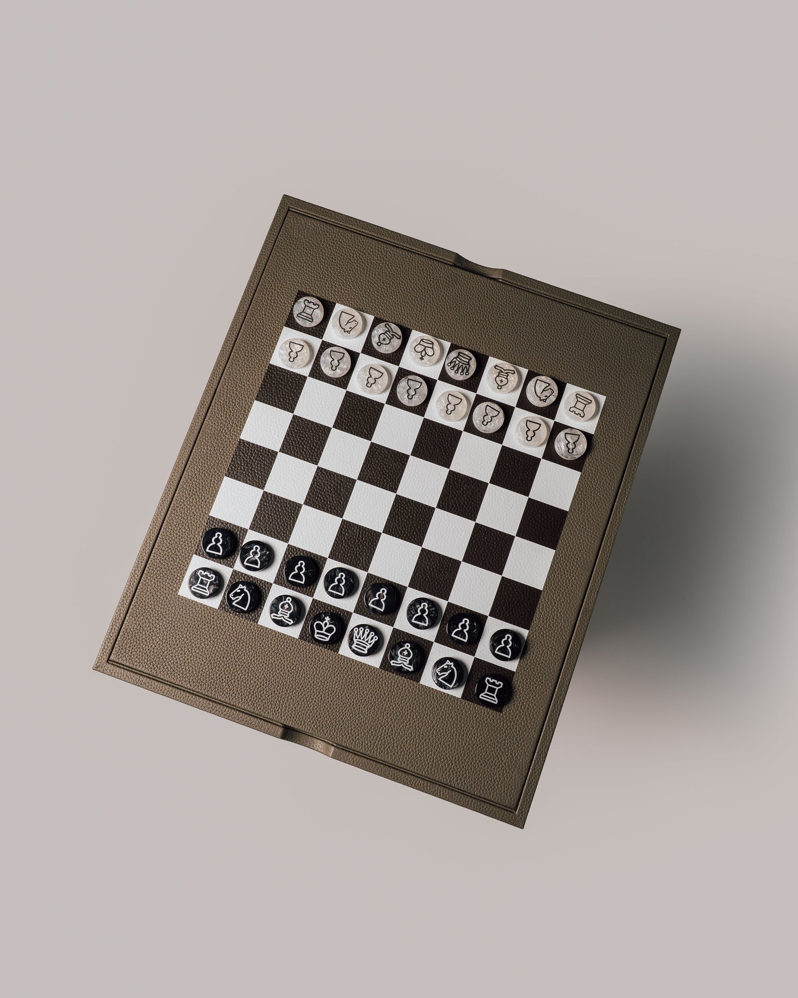 Leather Game Table Taupe