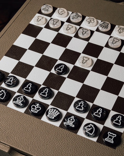 Leather Game Table Taupe