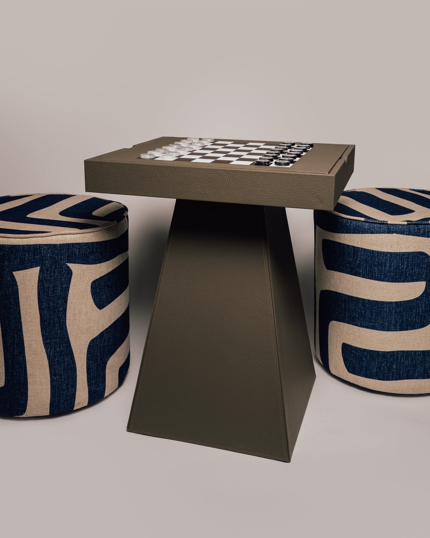 Leather Game Table Taupe