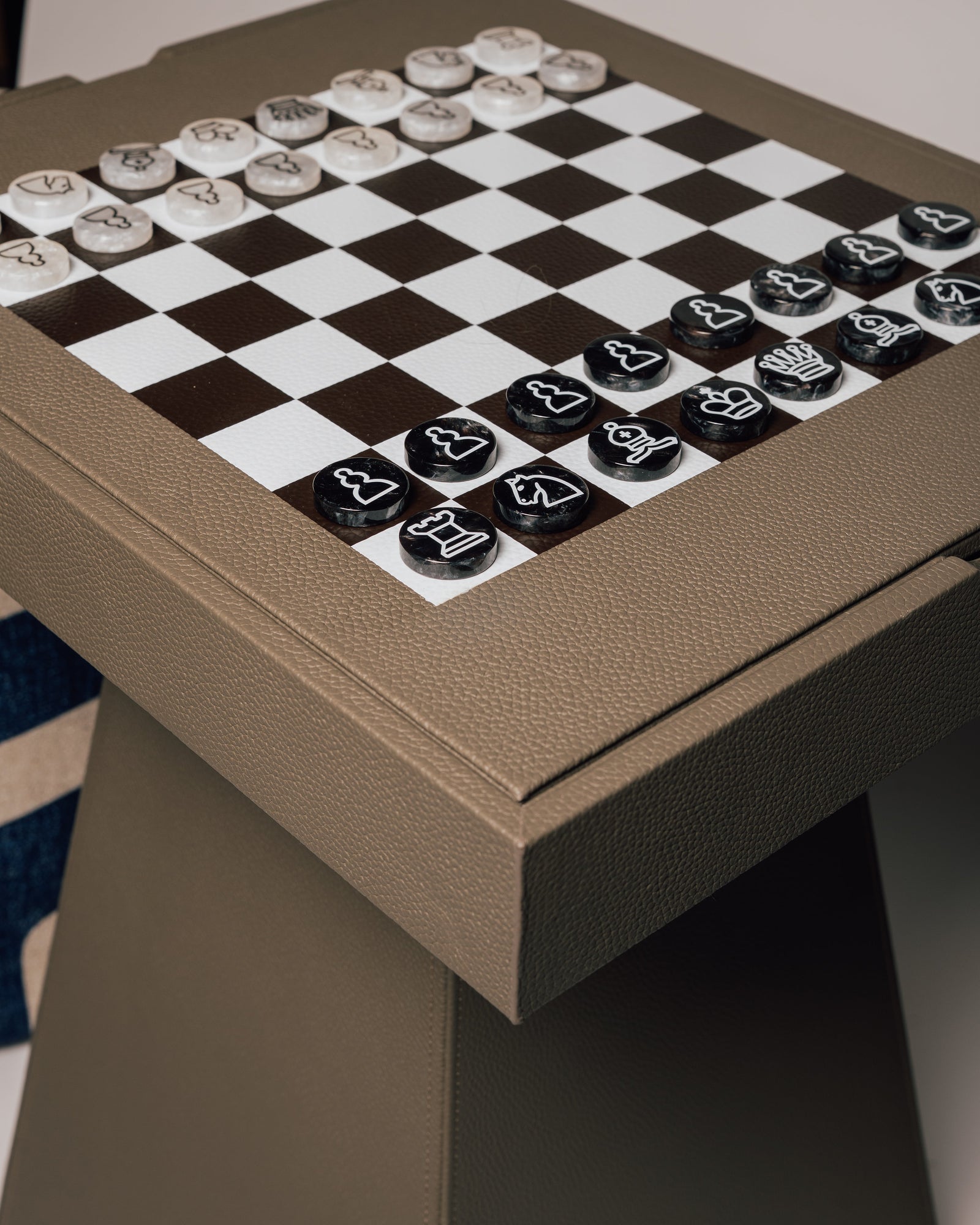 Leather Game Table Taupe
