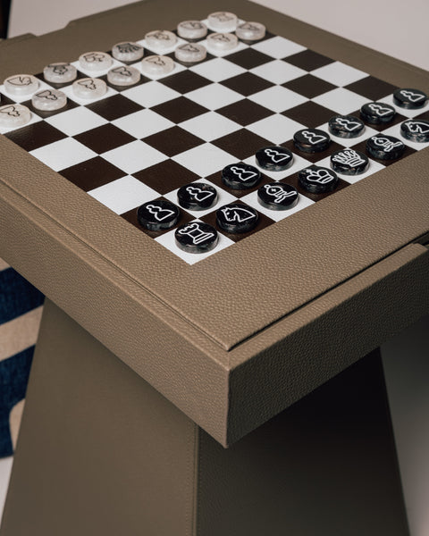 Leather Game Table Taupe