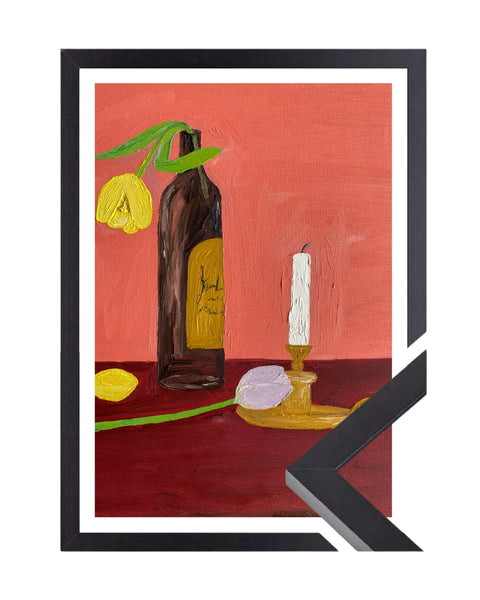 Candles, Wine and Flowers Fine Art Print