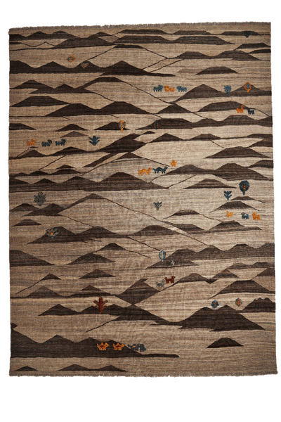Kelim Gashgai — Handmade, 195x257 cm, Brown, 100% Virgin Wool | Main view