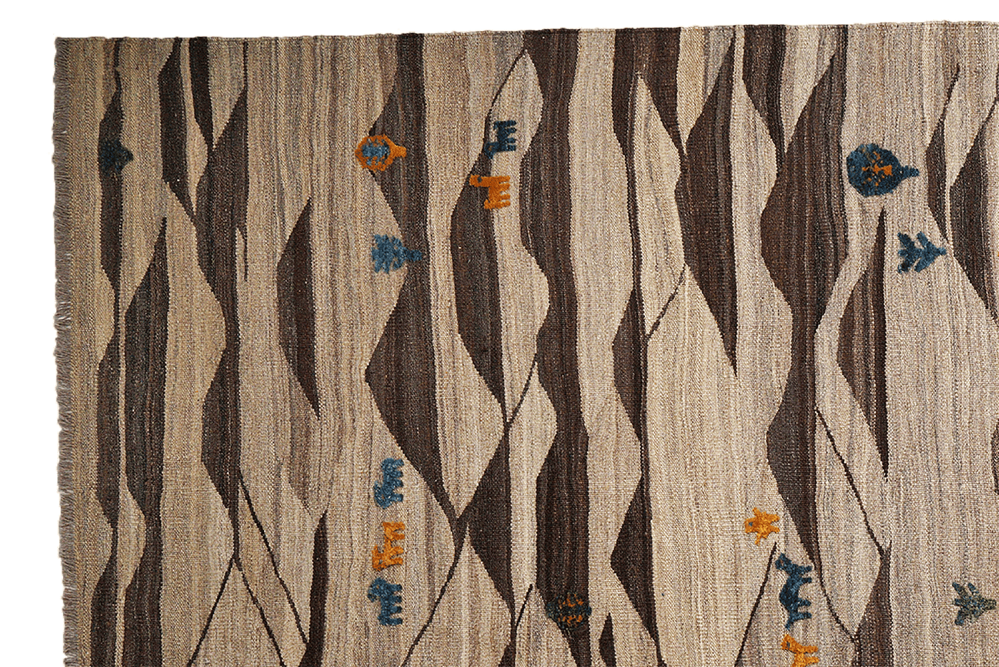 Kelim Gashgai — Handmade, 195x257 cm, Brown, 100% Virgin Wool | View 3