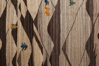 Kelim Gashgai — Handmade, 195x257 cm, Brown, 100% Virgin Wool | View 6