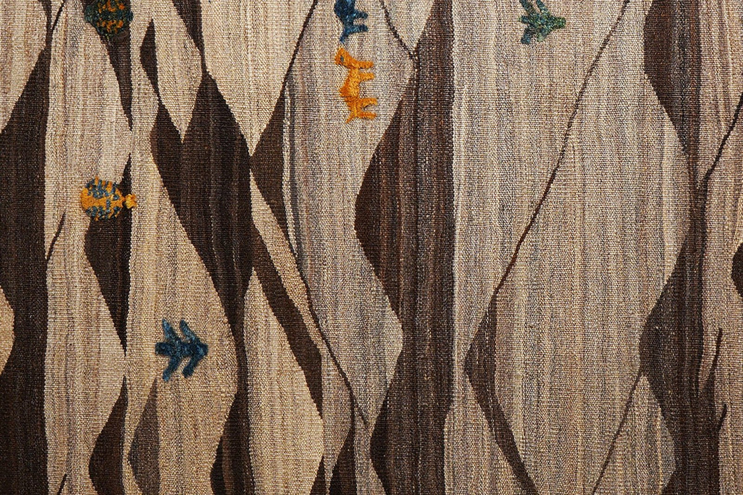 Kelim Gashgai — Handmade, 195x257 cm, Brown, 100% Virgin Wool | View 6