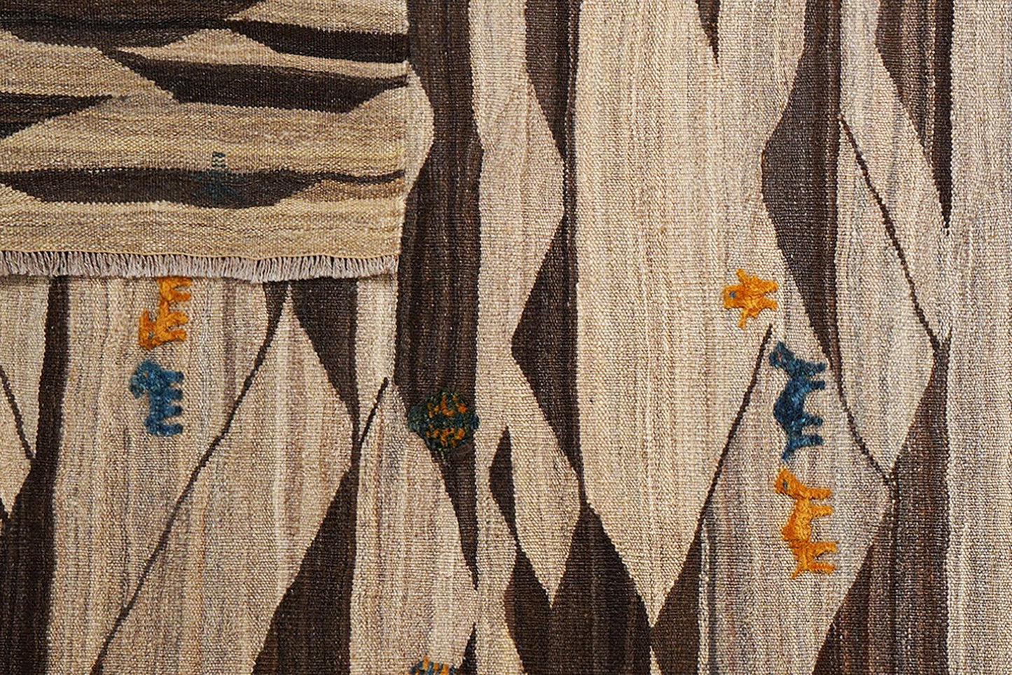 Kelim Gashgai — Handmade, 195x257 cm, Brown, 100% Virgin Wool | View 7