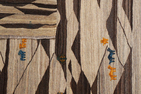 Kelim Gashgai — Handmade, 195x257 cm, Brown, 100% Virgin Wool | View 7