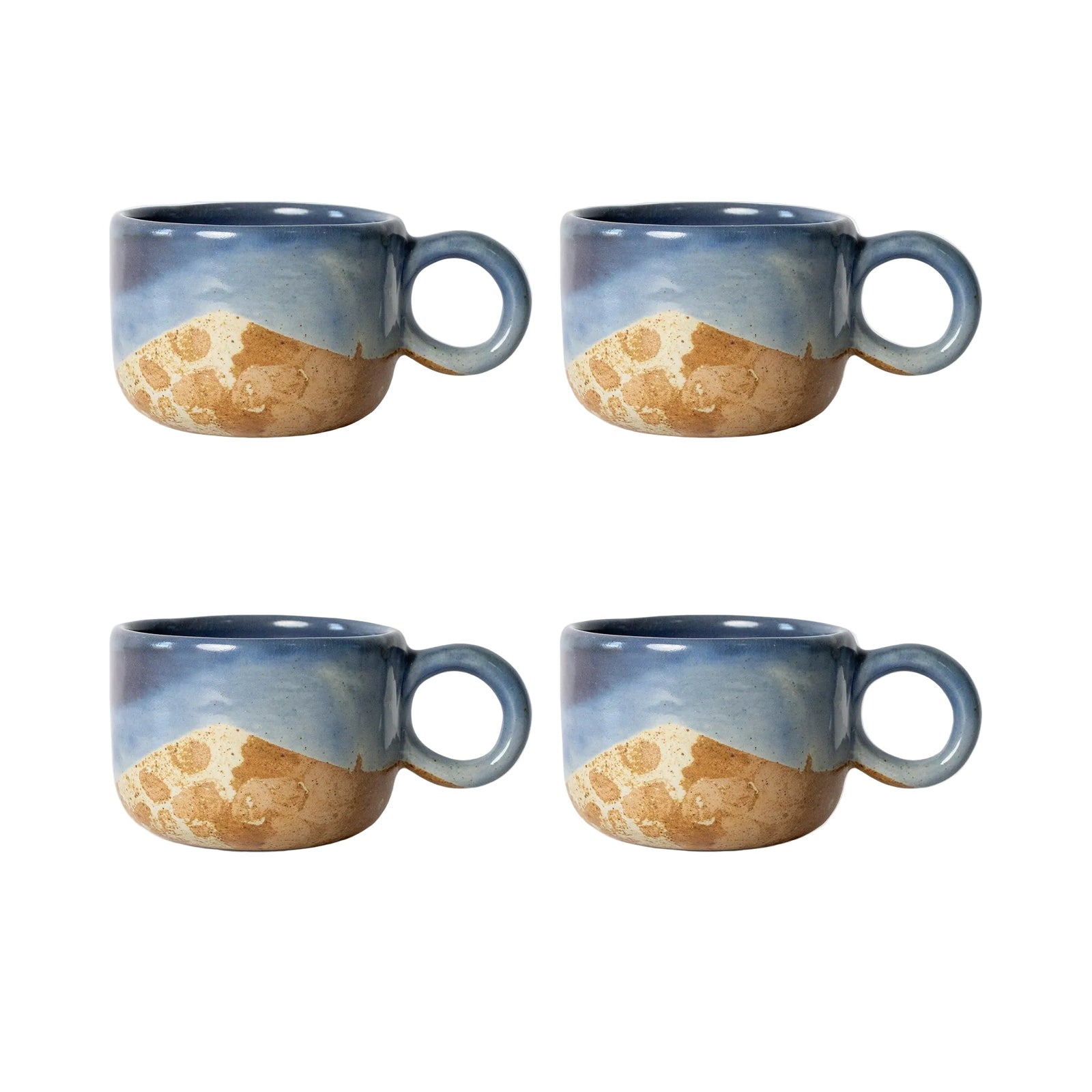 Tavora Mug Set of 4, Reactive Salt-glaze - Cobalt Blue