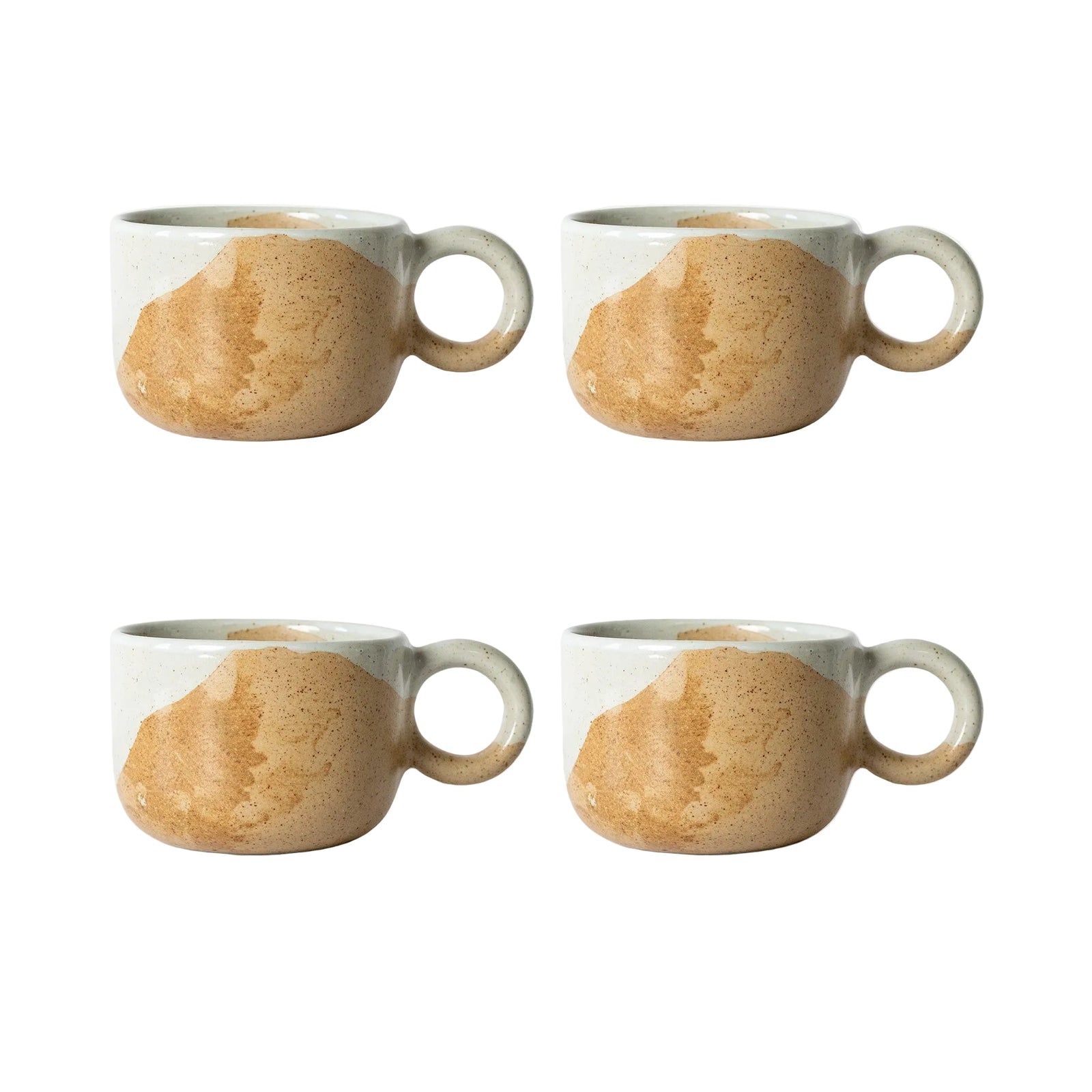Tavora Mug Set of 4, Reactive Salt-glaze - White