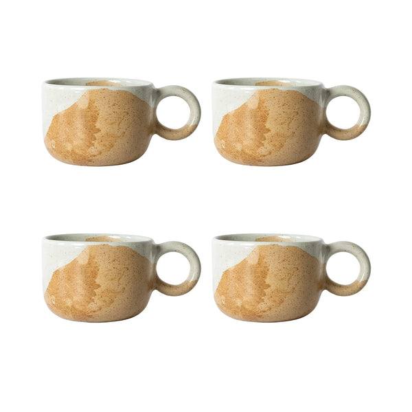 Tavora Mug Set of 4, Reactive Salt-glaze - White