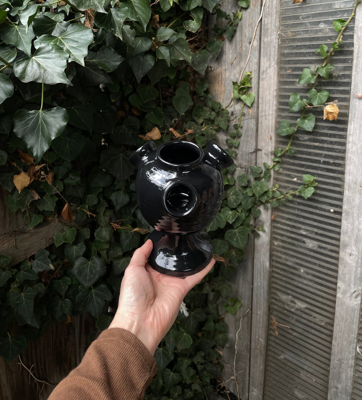 Stoneware Tulipiere - Glossy Black