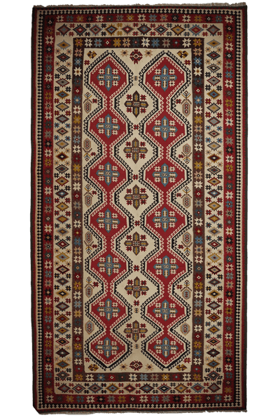 Kelim Gashgai Old — Handmade, 157x297 cm, Brown, 100% Virgin Wool | Main view