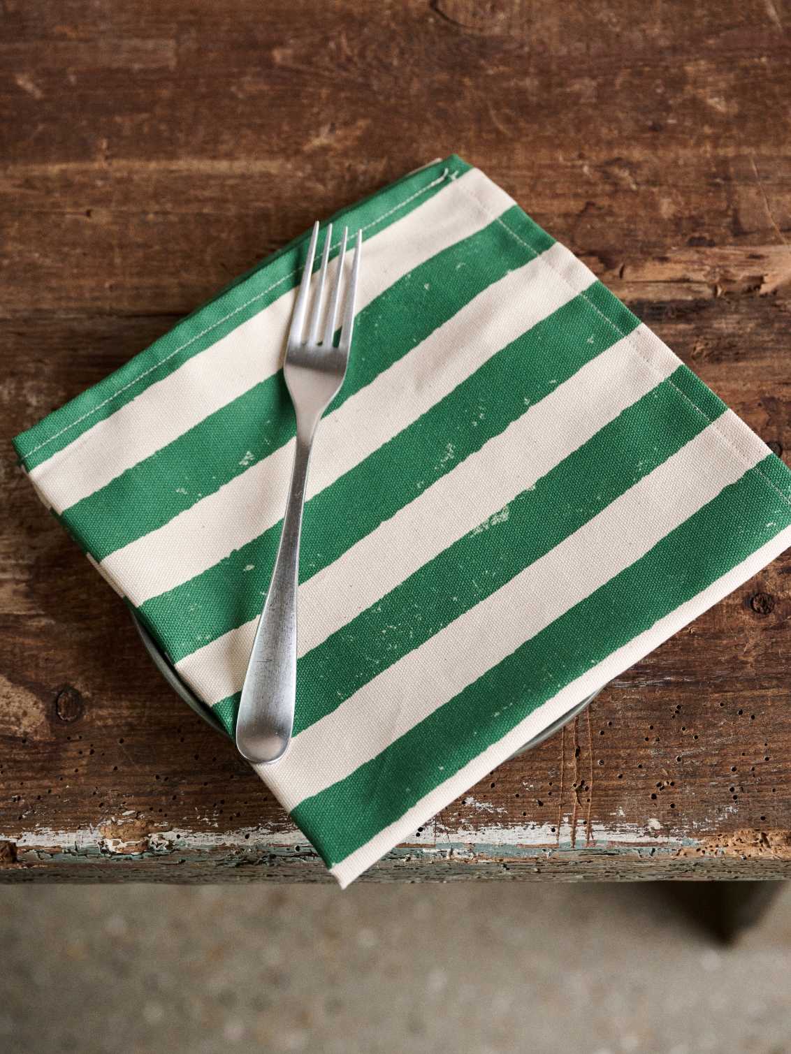Christmas Green Stripe Napkins (Set Of Four)