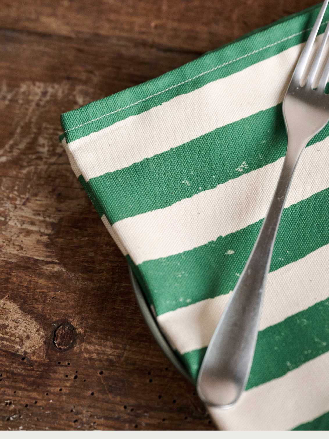 Christmas Green Stripe Napkins (Set Of Four)
