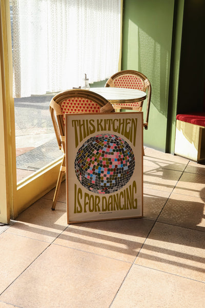 This Kitchen Is For Dancing Print | Disco Ball Poster | UNFRAMED