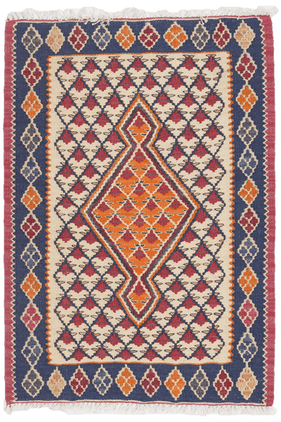 Kelim Senneh — Handmade, 60x86 cm, Beige, 100% Virgin Wool | Main view