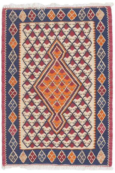 Kelim Senneh — Handmade, 60x86 cm, Beige, 100% Virgin Wool | Main view
