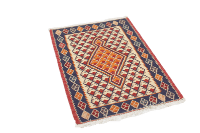 Kelim Senneh — Handmade, 60x86 cm, Beige, 100% Virgin Wool | View 4