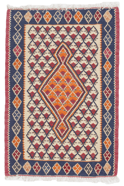 Kelim Senneh — Handmade, 60x90 cm, Beige, 100% Virgin Wool | Main view
