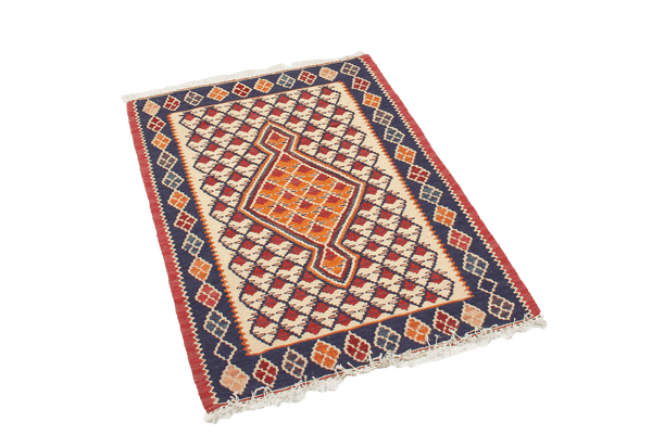 Kelim Senneh — Handmade, 60x90 cm, Beige, 100% Virgin Wool | View 4