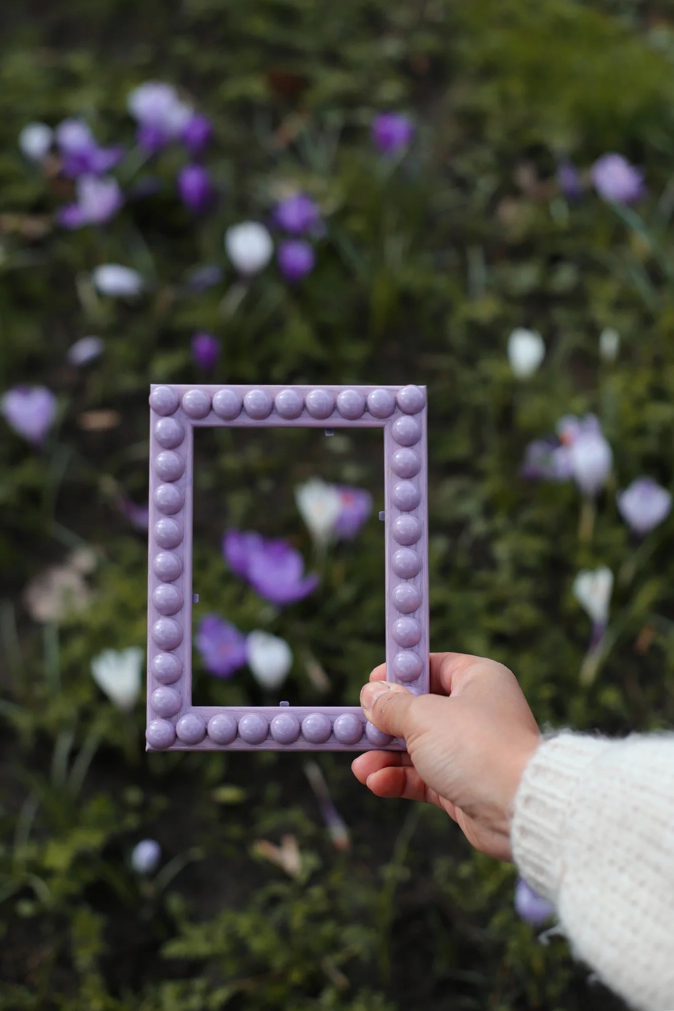 French Lavender Stained Bobbin Frame