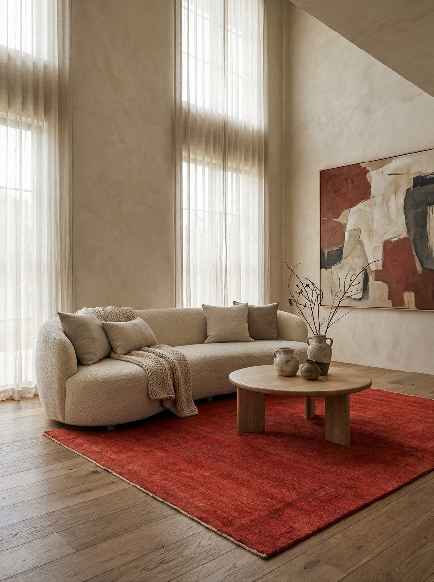 Rizbaf · Handgeknüpft – Rot, 189x155 cm, 100% Schurwolle | Detailansicht