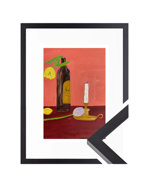 Candles, Wine and Flowers Fine Art Print