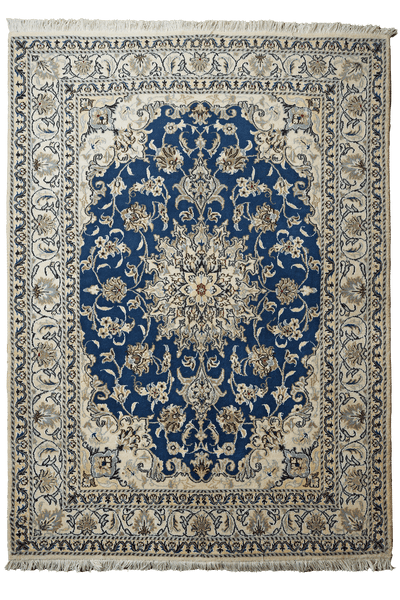 Nain 12La — Hand-knotted, 149x207 cm, Blue, 100% Virgin Wool | Main view