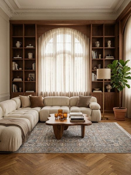 Nain 9La — Hand-knotted, 146x235 cm, Beige, 100% Virgin Wool | Back view