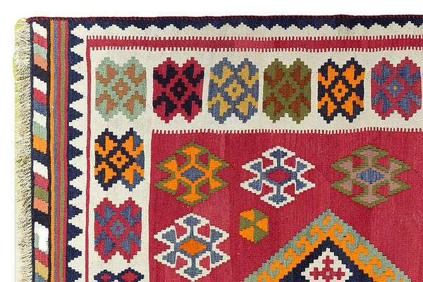 Kelim Gashgai Old — Handmade, 158x290 cm, Red, 100% Virgin Wool | View 3