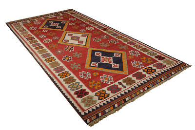 Kelim Gashgai Old — Handmade, 158x290 cm, Red, 100% Virgin Wool | View 4