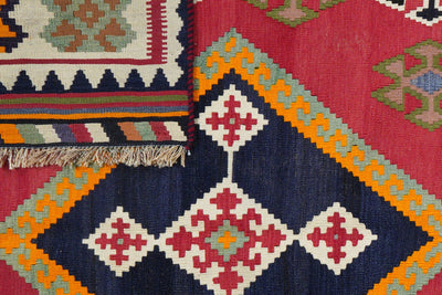 Kelim Gashgai Old — Handmade, 158x290 cm, Red, 100% Virgin Wool | View 7