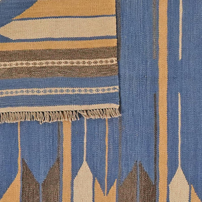 Kelim Gashgai — Handmade, 133x201 cm, Blue, 100% Virgin Wool | View 6