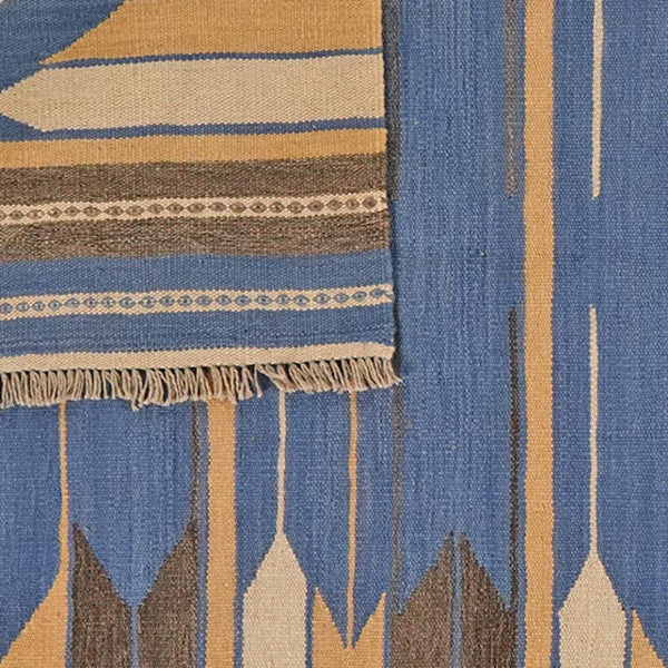 Kelim Gashgai — Handmade, 133x201 cm, Blue, 100% Virgin Wool | View 6