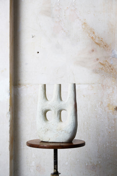 Unglazed Tamegroute Double Hole Candlestick Sculpture