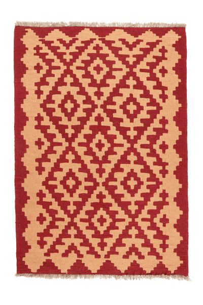 Kelim Gashgai — Handmade, 84x122 cm, Red, 100% Virgin Wool | Main view