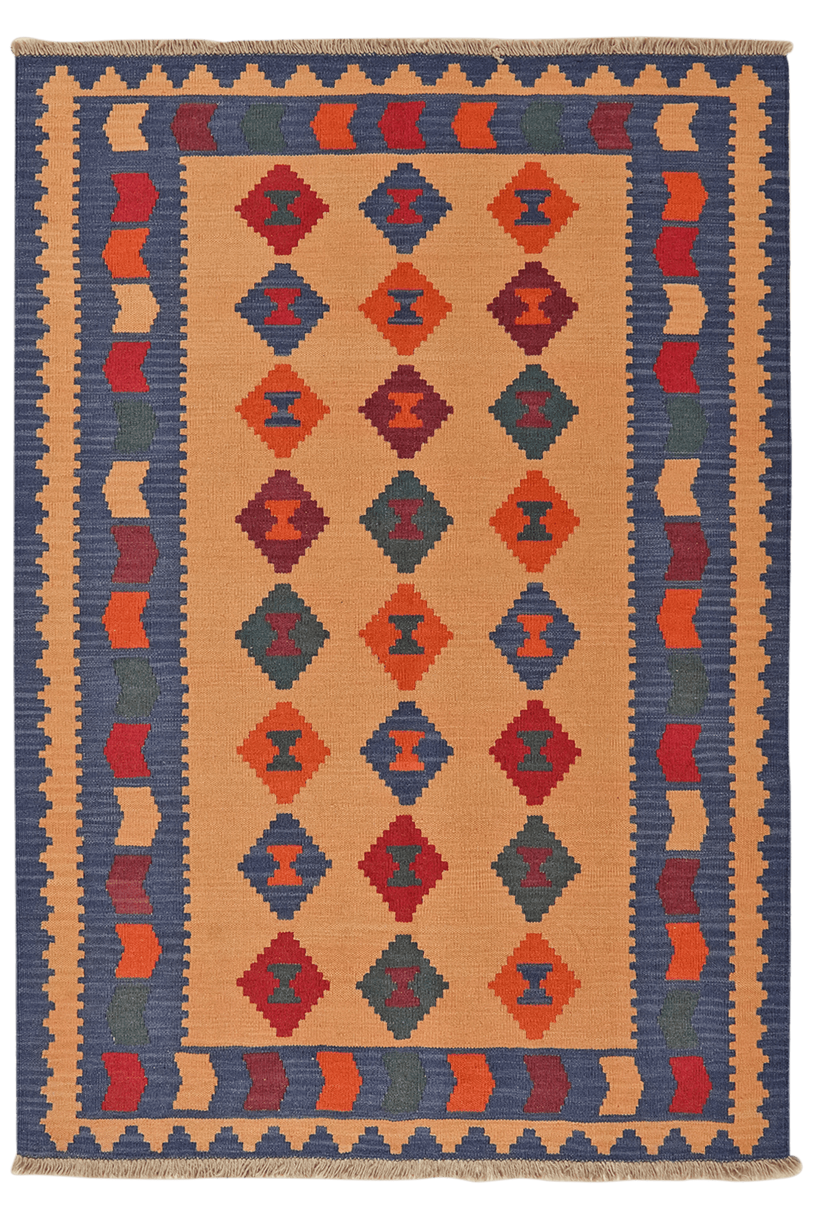 Kelim Gashgai — Handmade, 127x180 cm, Beige, 100% Virgin Wool | Main view