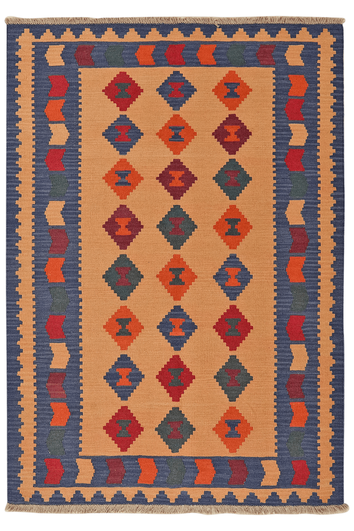 Kelim Gashgai — Handmade, 127x180 cm, Beige, 100% Virgin Wool | Main view