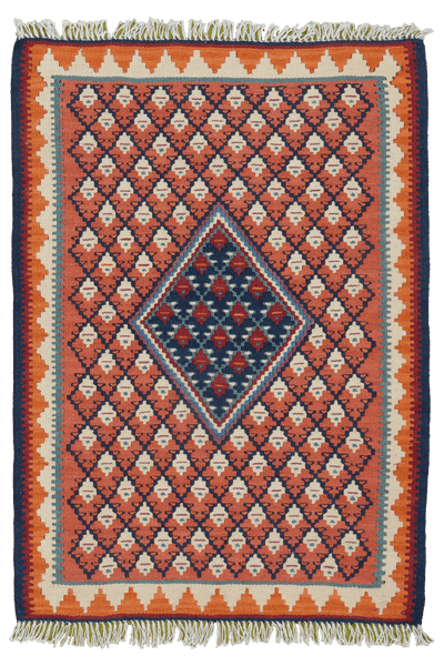 Kelim Senneh — Handmade, 62x87 cm, Red, 100% Virgin Wool | Main view