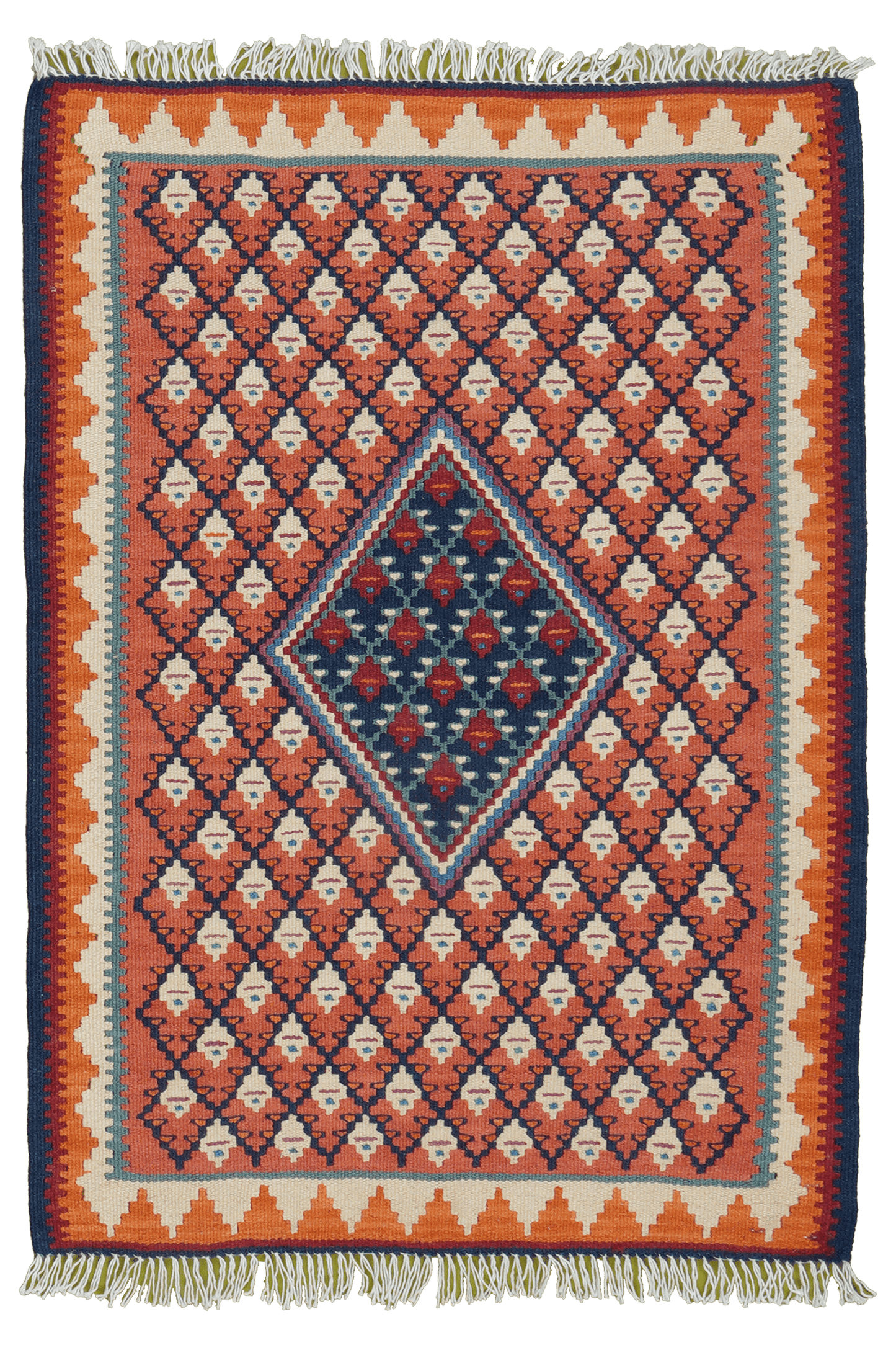 Kelim Senneh — Handmade, 62x87 cm, Red, 100% Virgin Wool | Main view
