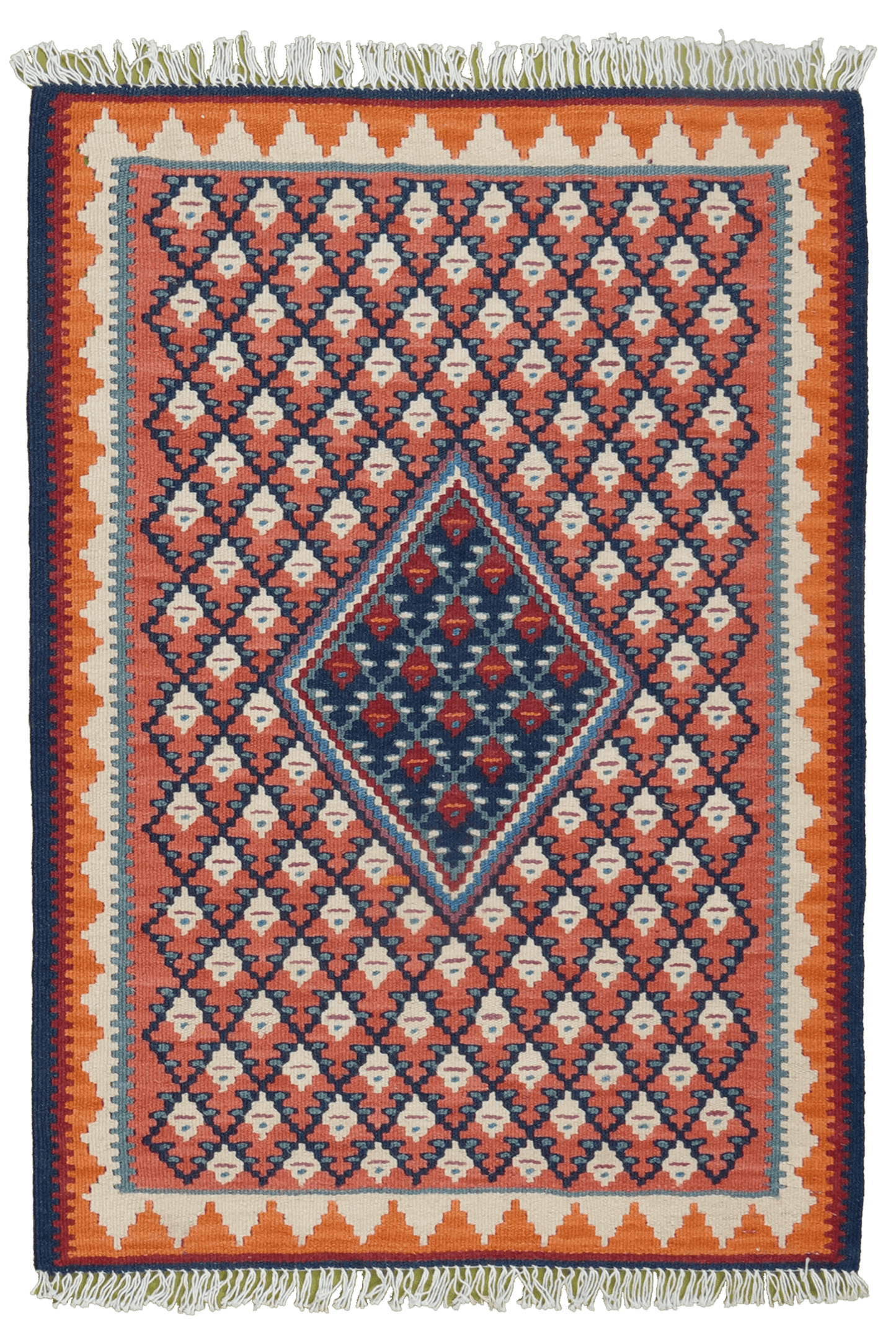 Kelim Senneh — Handmade, 62x86 cm, Red, 100% Virgin Wool | Main view