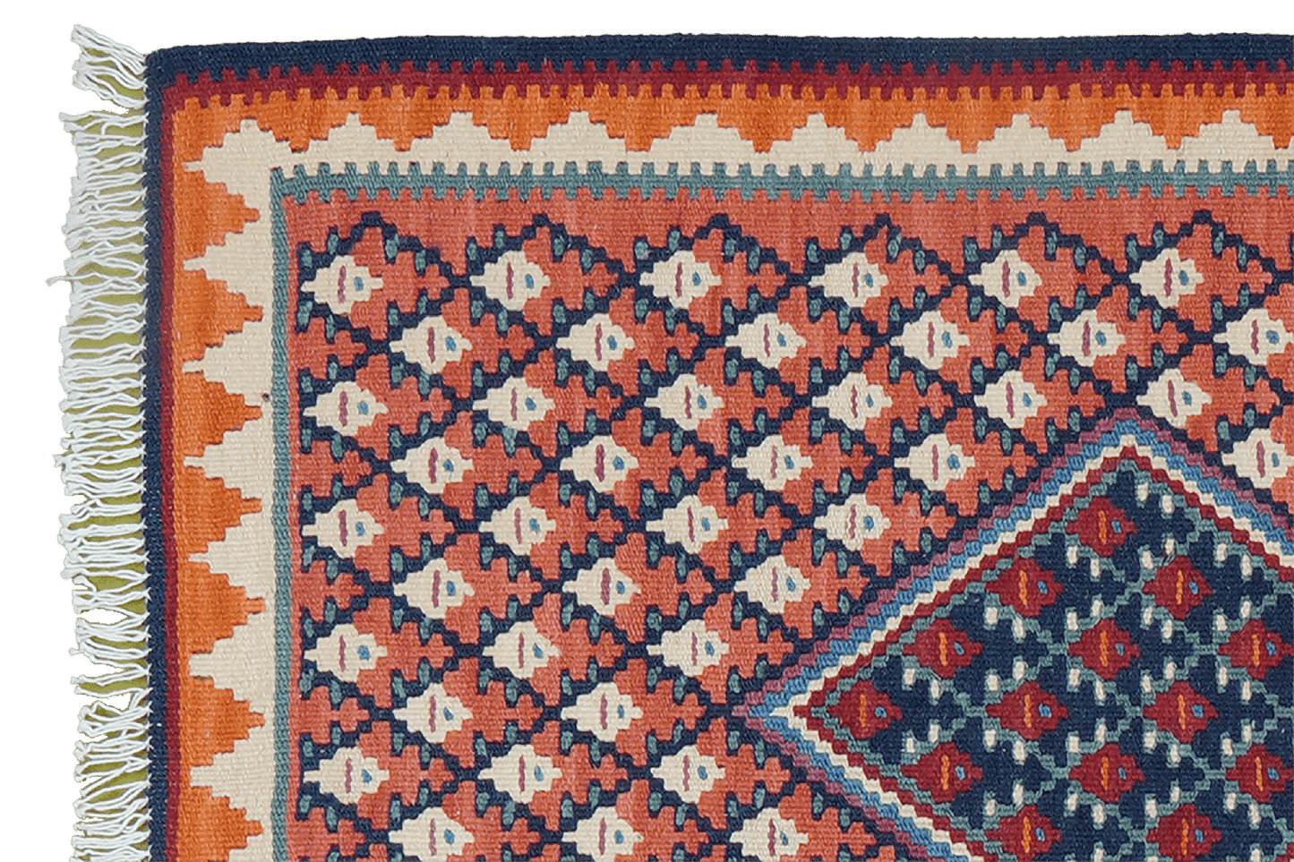 Kelim Senneh — Handmade, 62x86 cm, Red, 100% Virgin Wool | View 3