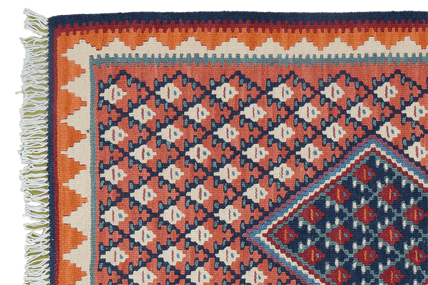 Kelim Senneh — Handmade, 62x86 cm, Red, 100% Virgin Wool | View 3