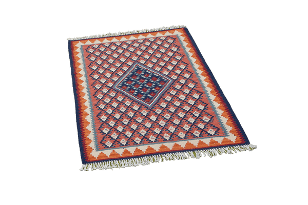 Kelim Senneh — Handmade, 62x86 cm, Red, 100% Virgin Wool | View 4