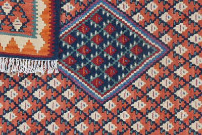 Kelim Senneh — Handmade, 62x86 cm, Red, 100% Virgin Wool | View 6