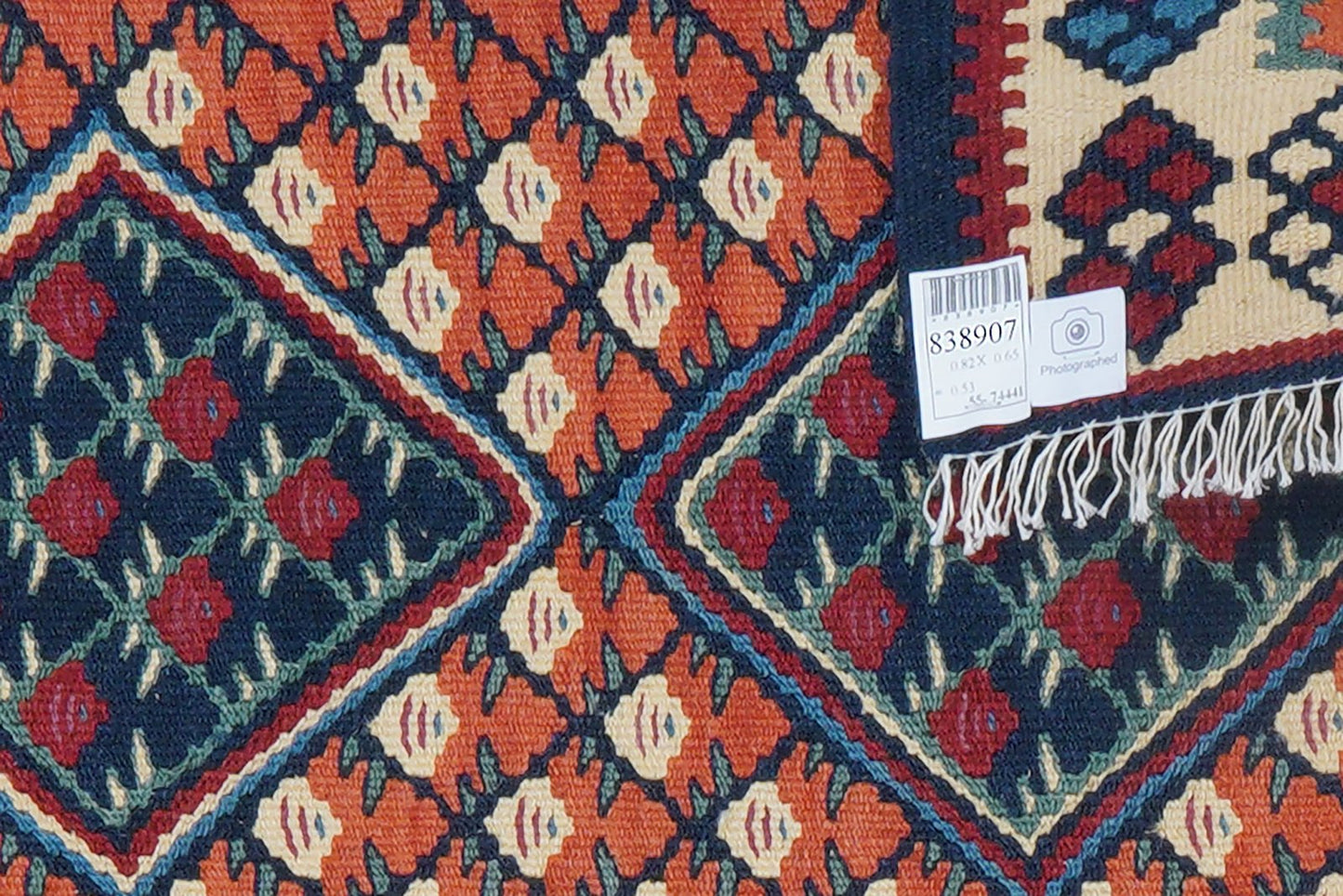 Kelim Senneh — Handmade, 65x82 cm, Red, 100% Virgin Wool | View 7
