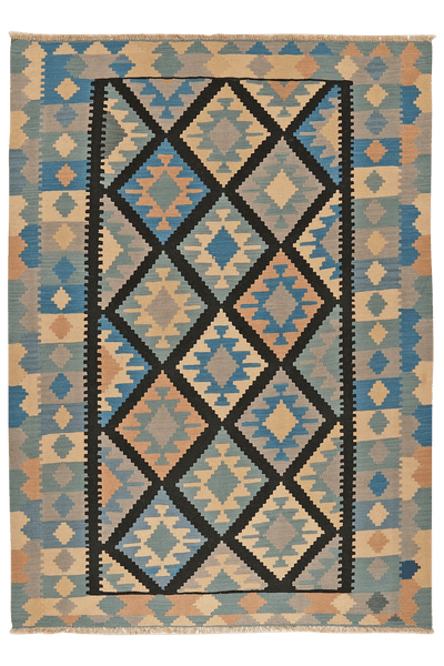 Kelim Gashgai — Handmade, 179x243 cm, Black, 100% Virgin Wool | Main view